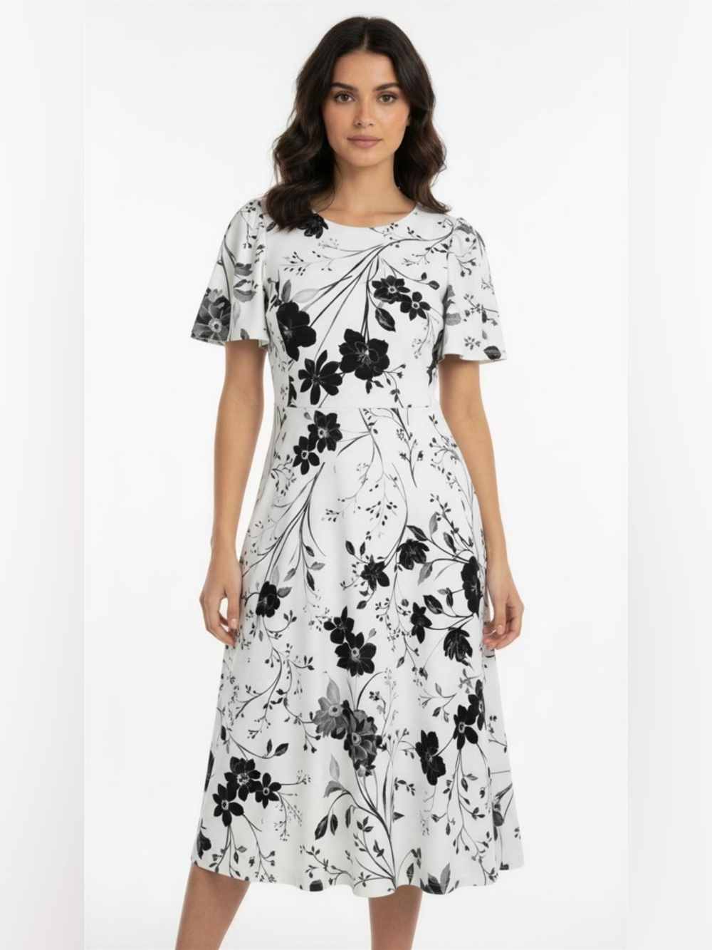 Calvin Klein Black & White Floral Midi Dress Size 20W